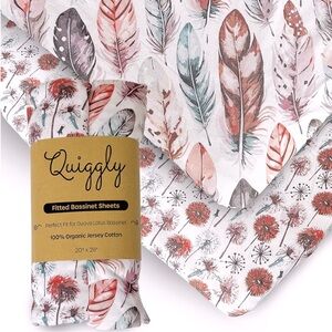 NWT Quiggly Bassinet Travel Sheets for Guava Lotus, 2 Pack Organic Jersey Cotton